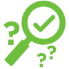 support desk icon nzm9s7fj Magnifying glass with a checkmark, representing customer support and answers to questions